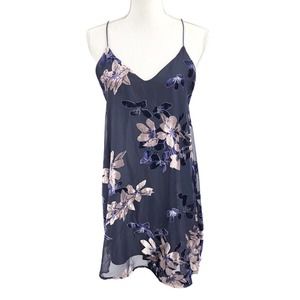 Audrey 3 + 1 Womens Size Small Velvet Floral Slip Mini Dress Spaghetti Strap